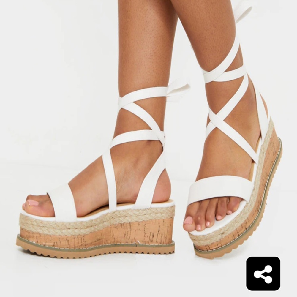 White Tie Ankle platform Espadrilles
